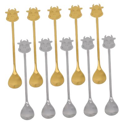 IMIKEYA 10pcs Dessert Spoons Stainless Steel Mixing Spoon Gold Silverware for Tea Dessert