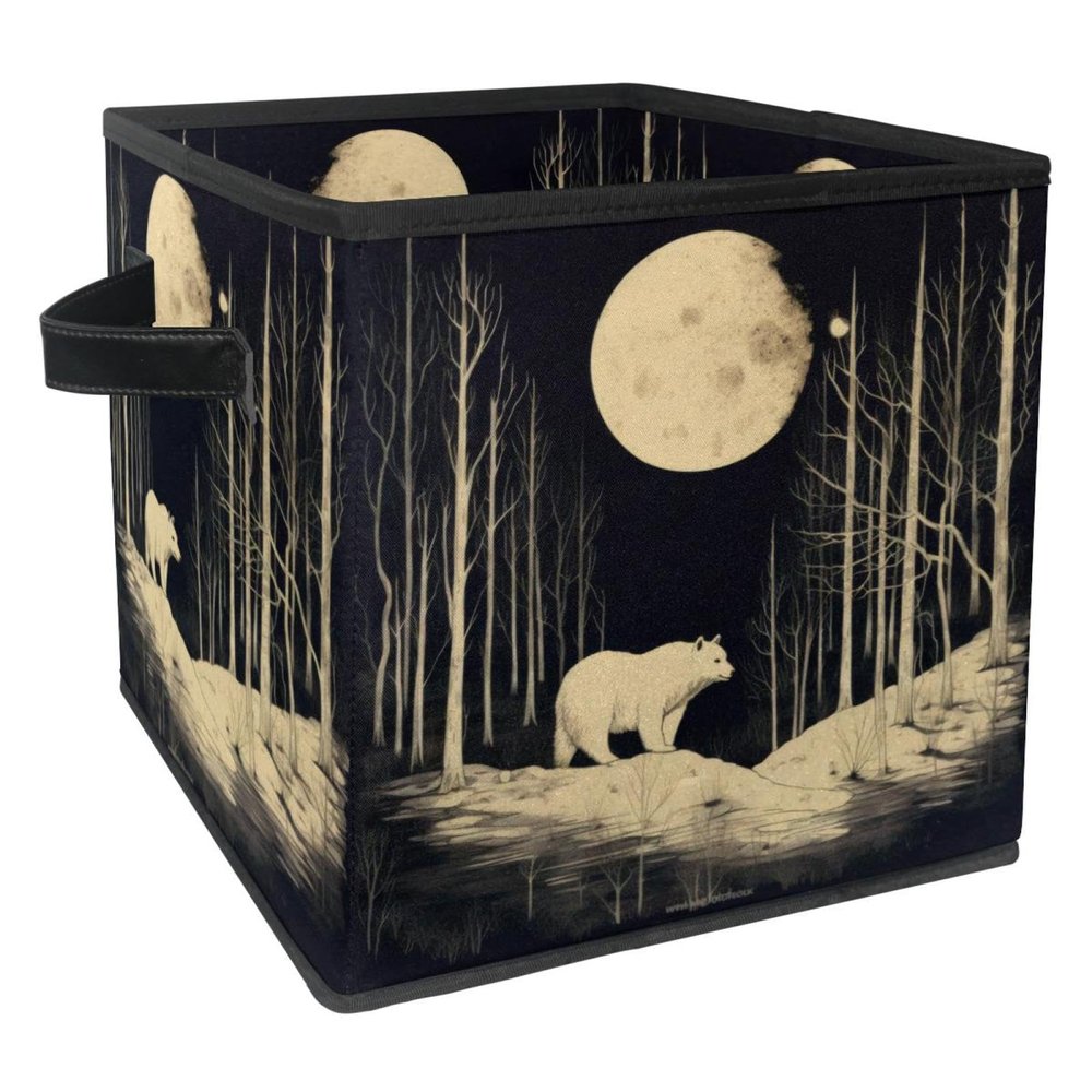 YTYVAGT Storage Bags,Clothes Storage Bins Foldable with Handle,1-Pc,Bear Moon Forest Tree
