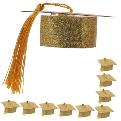 Vaguelly 10Pcs Graduation Hat Goblet Covers for Wine Cups, Party Decor