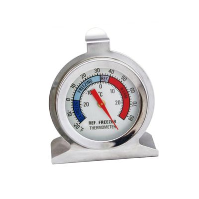 SUPVOX 6pcs Stainless Steel Refrigerator Thermometer Easy to Install Remove Compact Design for Home Office Use Real Temperature Monitoring Silver Paper Package