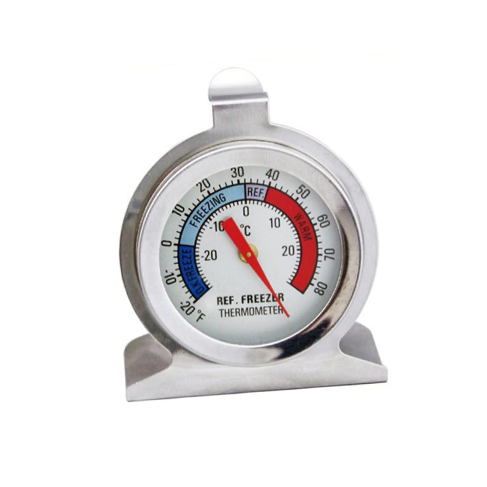 SUPVOX 6pcs Stainless Steel Refrigerator Thermometer Easy to Install Remove Compact Design for Home Office Use Real Temperature Monitoring Silver Paper Package
