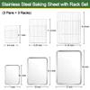 E-far Baking Sheet with Cooling Rack Set (3 Pans + 3 Racks), 16/12.5/9.3 Inch Stainless Steel Cookie Sheets Baking Pans and Wire Rack for Oven, Non Toxic & Easy Clean view 2