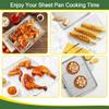 E-far Baking Sheet with Cooling Rack Set (3 Pans + 3 Racks), 16/12.5/9.3 Inch Stainless Steel Cookie Sheets Baking Pans and Wire Rack for Oven, Non Toxic & Easy Clean view 4
