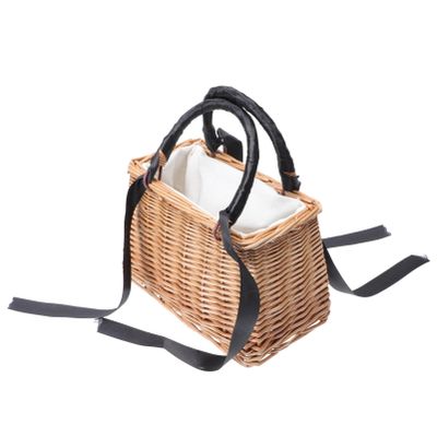 Ciieeo Rattan Flower Basket Decorative Storage Basket Lid Small Woven Tote Bag