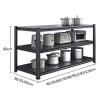 Topjia Metal Kitchen Steel Shelves,3 Tier Metal Standing Shelf Rack Freestanding Microwave Shelf Storage Shelf,for Kitchen Garage Office Restaurant Warehouse Heavy Duty Shelving(50x35x80cm, Black) view 2