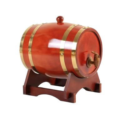 Leakproof Wood Red Wine Barrel,with Faucet Whiskey Barrel Dispenser,Vintage Oak Red Wine Barrel,for Home Bar Storage Wine Making Brewing Decoration