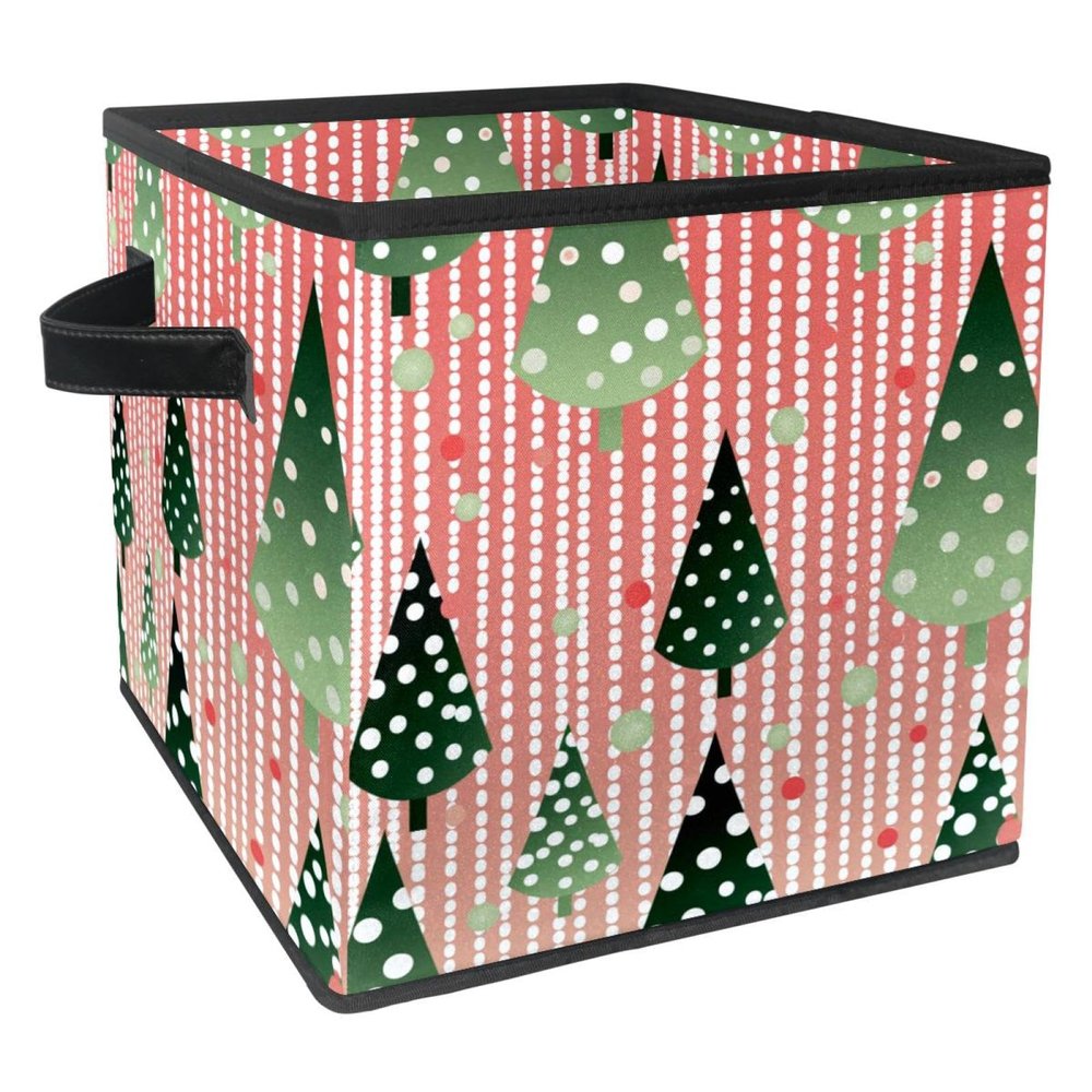 YTYVAGT Storage Bags,Clothes Storage Bins Foldable with Handle,1-Pc,Christmas Striped Trees Snow
