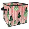 YTYVAGT Storage Bags,Clothes Storage Bins Foldable with Handle,1-Pc,Christmas Striped Trees Snow view 1