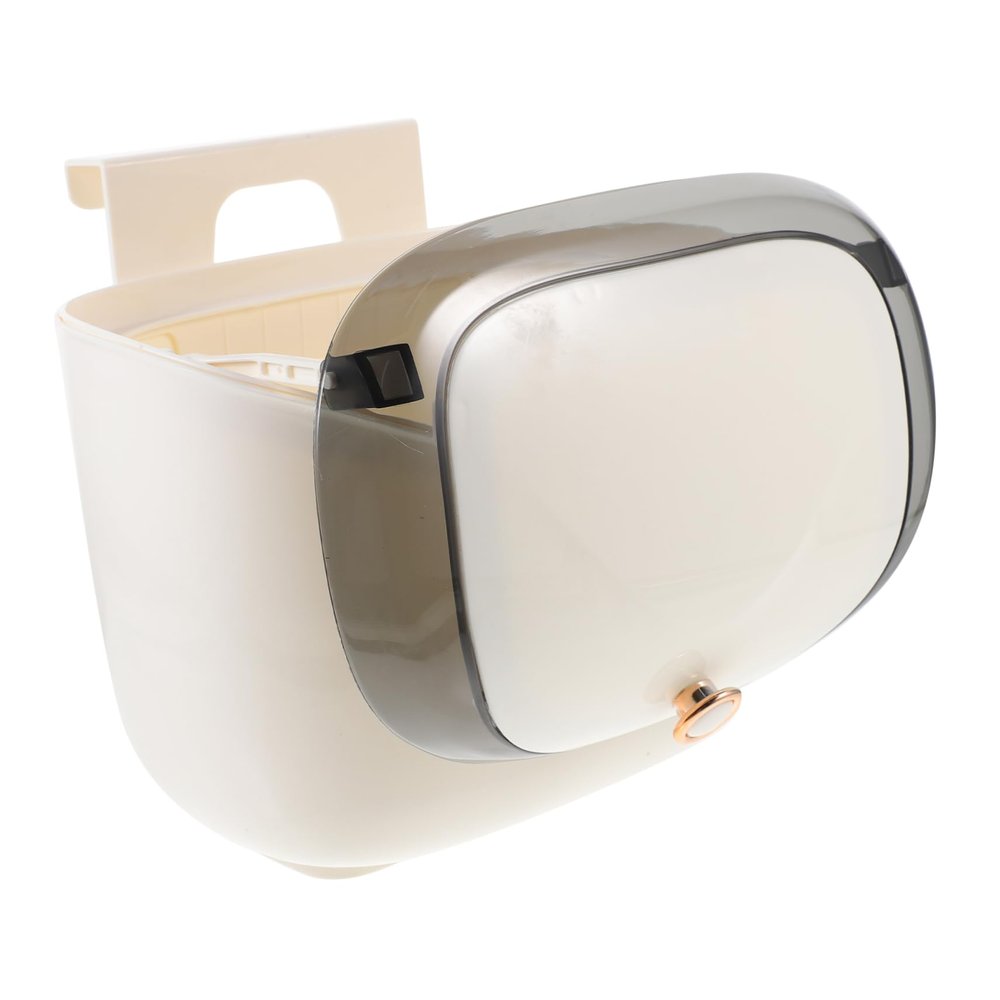 PRETYZOOM Wall Mounted Small Trash Can with Lid Versatile Hanging Garbage Bin for Kitchen and Bathroom Cream White Capacity Design for and Easy Use
