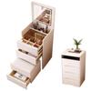 TopJia 3-in-1 Makeup Vanity Desk Set with Mirror Light,Integrated Corner Vanity Desk,Vanity Desk with 3 Drawers,Flip Top Compact Vanity Set with Stool Storage for Women Bedroom, 15.75in-White view 1