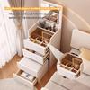TopJia 3-in-1 Makeup Vanity Desk Set with Mirror Light,Integrated Corner Vanity Desk,Vanity Desk with 3 Drawers,Flip Top Compact Vanity Set with Stool Storage for Women Bedroom, 15.75in-White view 2
