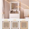 TopJia 3-in-1 Makeup Vanity Desk Set with Mirror Light,Integrated Corner Vanity Desk,Vanity Desk with 3 Drawers,Flip Top Compact Vanity Set with Stool Storage for Women Bedroom, 15.75in-White view 3
