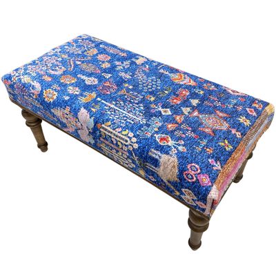 EASTERNRUGARTS Moroccan Pouf Ottoman for Livingroom Bedroom, Animal Print Bench with Rug Upholstered for Boho Farmhouse Kitchen Dining Entryway Footstool, Accent Moroccan Chair (Era-46, 18x18x36)