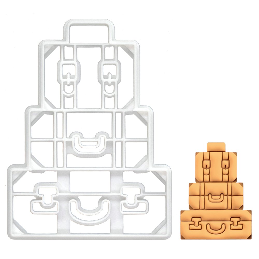 BAKERLOGY Retro Suitcases Cookie Cutter - Detailed Biscuit Cutter Design for Baking and Crafts, ideal on fondant, dough, clay