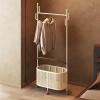 GeRRiT Movable Clothes Rack With Wheels Cactus Floor-Standing Hanging Clothes Rack With Imitation Pattan Weave Storage Basket Bedroom Living Room Entrance Clothing Storage Racks (Color : White) view 2