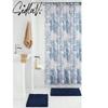SEDLAV Bode 15-Piece Damask Polyester Shower Curtain Set - Elegant White Blue Bathroom Ensemble with Hooks and Accessories view 2