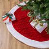 Cable Knit Christmas Tree Skirt - 48" - Red and White view 2