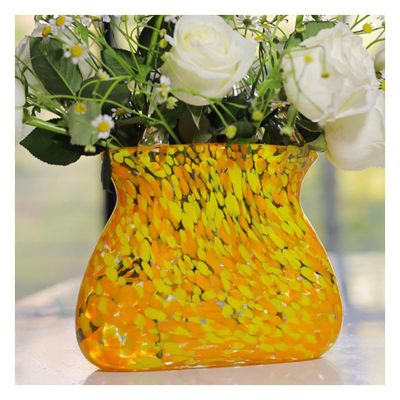 AKYLDI Purse Flower Vase, Unique Bag Vase Within Bubbles Glass Handbag Vase Clear Glass Vase, for Flowers/Home Dcor/Office,Yellow