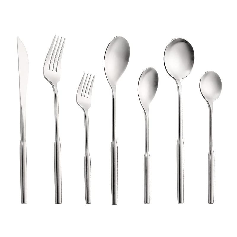 HIDEERPPY Silverware Set, 304 Stainless Steel Cutlery Set Silver Gold Steak Knife, Fork And Spoon, Home Flatware Set (Color : Silver, Size : 1Set)