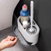 SUREK Soft Wall-Mounted and Floor-Standing Dual Purpose Toilet Brush with Silicone Bristles Toilet Brush and Holder Deep Cleaning Reusable, Oval-a view 4