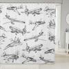 Airplane Shower Curtain Aircraft Bathroom Curtain for Kids Girls Boys Teens Bathtub Decor Black White Sketch Print Waterproof Curtain Flying Theme Bath Curtain,12 Hooks Sets,72" Wx72 L view 1