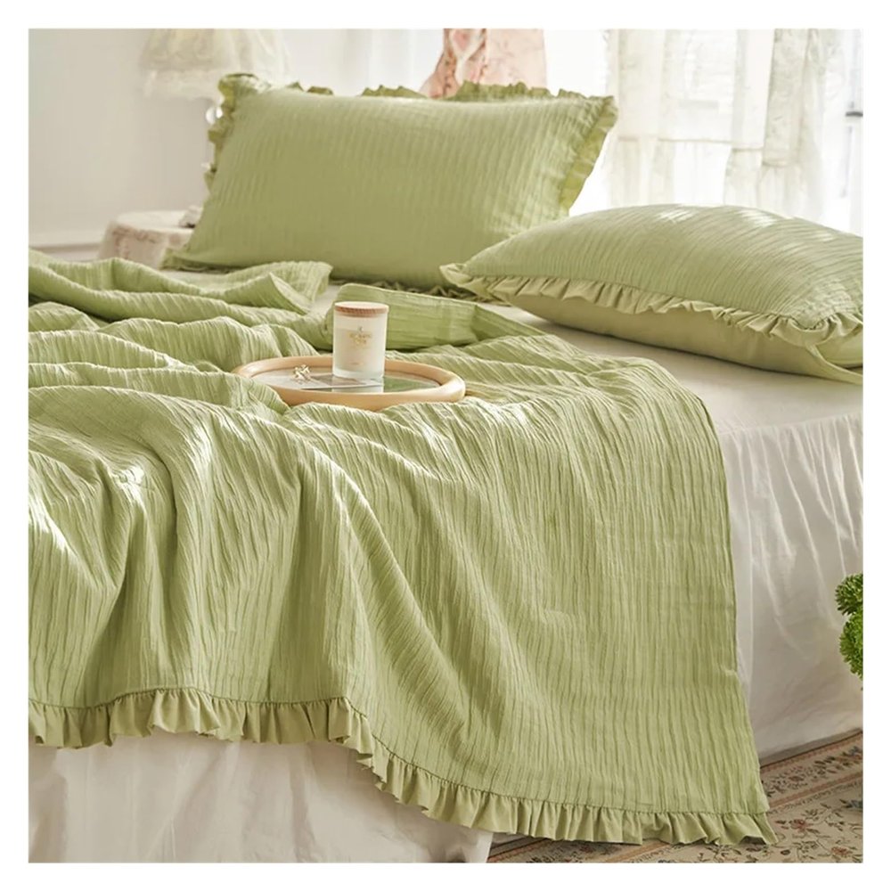 ADovz New Small Lace Summer Quilt Three-Dimensional Texture Small Fresh Seersucker Cotton Summer Air Conditioning Quilt,Bed Sheets, Double size 3 pcs, FH-762