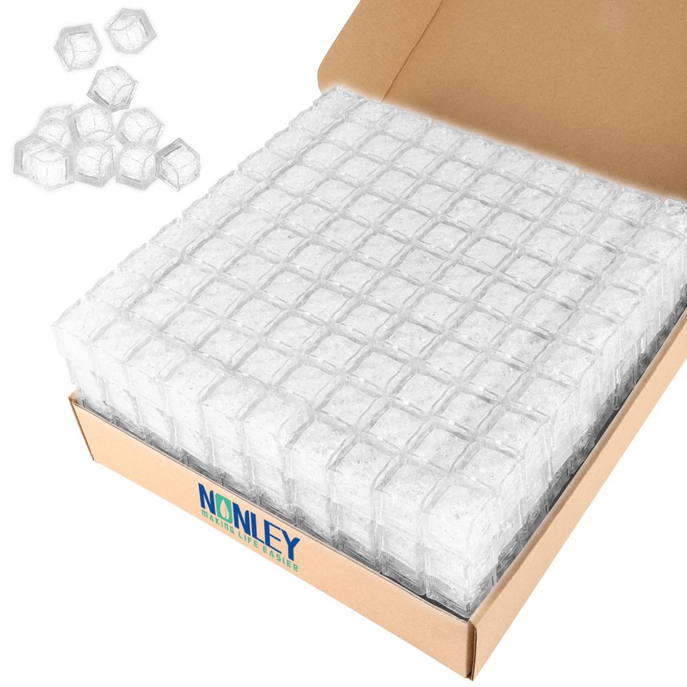 Nonley 500 Pack Light Up Ice Cubes Bulk, White LED Ice Cubes for Drinks, Waterproof Flashing Glow in the Dark LED Drink Lights for Bar Club Wedding Party Decor