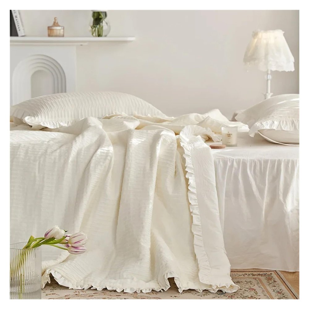 ADovz New Small Lace Summer Quilt Three-Dimensional Texture Small Fresh Seersucker Cotton Summer Air Conditioning Quilt,Bed Sheets