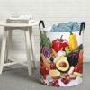 Laundry Hamper Round Laundry Basket with Handles Healthy Food Laundry Hampers Waterproof Circular Hamper for Bathroom Storage Basket Dirty Clothes Hamper for Dirty Clothes view 1