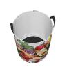 Laundry Hamper Round Laundry Basket with Handles Healthy Food Laundry Hampers Waterproof Circular Hamper for Bathroom Storage Basket Dirty Clothes Hamper for Dirty Clothes view 2