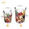 Laundry Hamper Round Laundry Basket with Handles Healthy Food Laundry Hampers Waterproof Circular Hamper for Bathroom Storage Basket Dirty Clothes Hamper for Dirty Clothes view 3