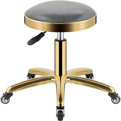 Guyifuny Kitchen Counter Stool Rolling Bar Stool Round PU Leather Swivel Chair,Salon Spa Counter Makeup Stool with Titanium 5 Claws and Wheels,Adjustable 43-58cm Modern Bar Chair(Gray)