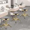 Guyifuny Kitchen Counter Stool Rolling Bar Stool Round PU Leather Swivel Chair,Salon Spa Counter Makeup Stool with Titanium 5 Claws and Wheels,Adjustable 43-58cm Modern Bar Chair(Gray) view 2