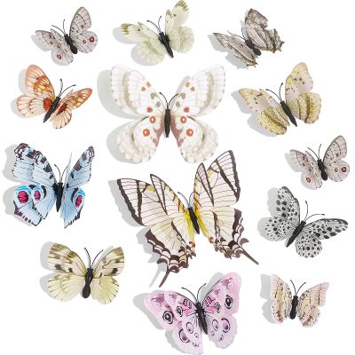 SAOROPEB 3D Butterfly Wall Decor, 24 Pcs Double Layer Butterfly Decorations for Party Decorations Locker Decor Refrigerator Decal, Reusable (White)