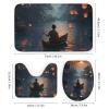 FOCCAFB 4Pcs Modern Lanterns Bathroom Sets with Shower Curtain Rugs Mats Red Sky Lanterns Floating Boat Bathroom Decorations Sets with Non Slip Rugs Toilet Lid Cover Bath Mat view 3