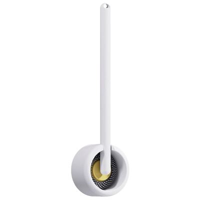 SUREK Soft Wall-Mounted Floor-Standing Dual-Purpose Toilet Brush with Silicone Bristles Toilet Brush and Holder for Bathroom Storage Reusable, Yellow