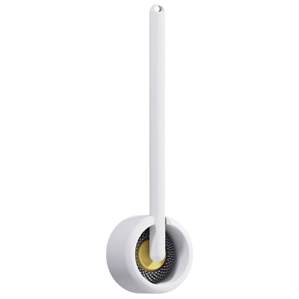 SUREK Soft Wall-Mounted Floor-Standing Dual-Purpose Toilet Brush with Silicone Bristles Toilet Brush and Holder for Bathroom Storage Reusable, Yellow
