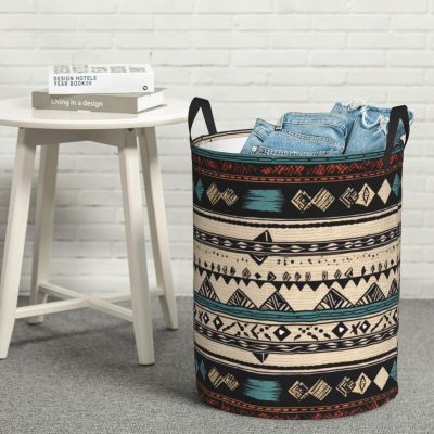 Laundry Hamper Round Laundry Basket with Handles Native American Patterns Laundry Hampers Waterproof Circular Hamper for Bathroom Storage Basket Dirty Clothes Hamper for Dirty Clothes