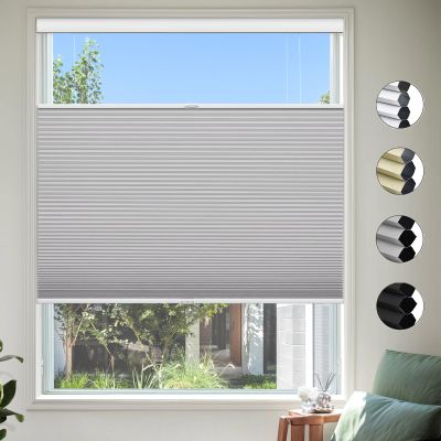UrMoon Top Down Bottom Up Cellular Shade Cordless Cellular Shade for Windows Blinds Thermal Insulated Honeycomb Blinds for Indoor Windows (Blackout - Gray, 49.5" W x 48" H)