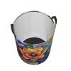 Laundry Hamper Round Laundry Basket with Handles Flower Diamond Painting Laundry Hampers Waterproof Circular Hamper for Bathroom Storage Basket Dirty Clothes Hamper for Dirty Clothes view 2