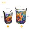 Laundry Hamper Round Laundry Basket with Handles Flower Diamond Painting Laundry Hampers Waterproof Circular Hamper for Bathroom Storage Basket Dirty Clothes Hamper for Dirty Clothes view 3