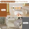 Paper Towel Holder Under Cabinet with 2 Hooks, Paper Towel Holder Wall Mount with Damping Effect, Self-Adhesive or Drilled Paper Roll Holders for Kitchen, Bathroom, RV(Gold) view 2