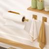 Paper Towel Holder Under Cabinet with 2 Hooks, Paper Towel Holder Wall Mount with Damping Effect, Self-Adhesive or Drilled Paper Roll Holders for Kitchen, Bathroom, RV(Gold) view 3