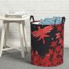 Laundry Hamper Round Laundry Basket with Handles Red leaves and stars Laundry Hampers Waterproof Circular Hamper for Bathroom Storage Basket Dirty Clothes Hamper for Dirty Clothes view 1
