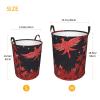 Laundry Hamper Round Laundry Basket with Handles Red leaves and stars Laundry Hampers Waterproof Circular Hamper for Bathroom Storage Basket Dirty Clothes Hamper for Dirty Clothes view 3