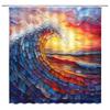 ZWSMZW Ocean Waves Shower Curtain Sunset Sea Nautical Seascape Stained Glass Style Dreamy Abstract Unique Art Bathroom Decor Fabric Curtains with Hooks view 1