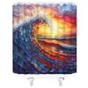 ZWSMZW Ocean Waves Shower Curtain Sunset Sea Nautical Seascape Stained Glass Style Dreamy Abstract Unique Art Bathroom Decor Fabric Curtains with Hooks view 2