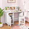 HONEY JOY Kids Desk and Chair Set, Wooden Children School Study Table and Chair w/Whiteboard, Hutch, Storage Shelves, Student Writing Desk Computer Workstation for Bedroom, 3+ Years Old (White) view 2