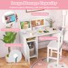 HONEY JOY Kids Desk and Chair Set, Wooden Children School Study Table and Chair w/Whiteboard, Hutch, Storage Shelves, Student Writing Desk Computer Workstation for Bedroom, 3+ Years Old (White) view 4