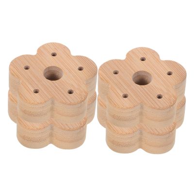 Amosfun 4pcs Bamboo Toothbrush Stand Vanity Brush Organizer with Round Edges for Bathroom Kitchen and Office Use Compatible with Electric Toothbrushes and Floss